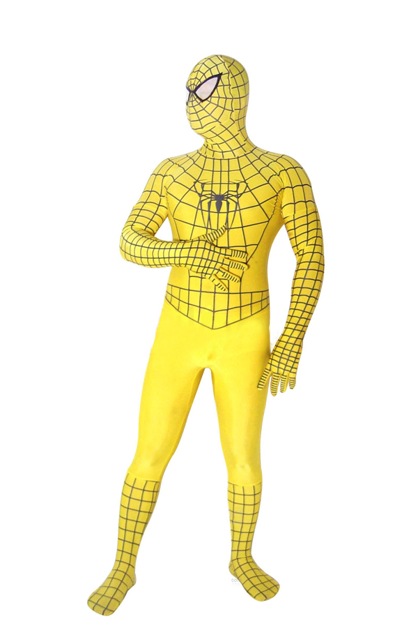 Halloween Costumes Yellow Spiderman Zentai Suit - Click Image to Close